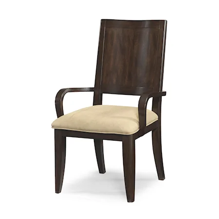 Contemporary Dining Armchair with Cream Colored Upholstery
